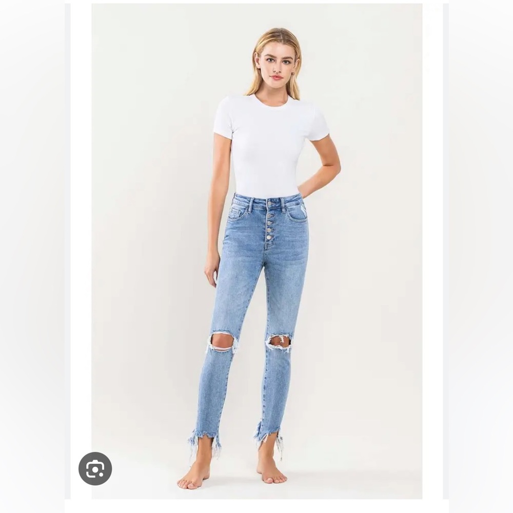 VERVET HIGH RISE DISTRESSED ANKLE SKINNY JEAN V2844